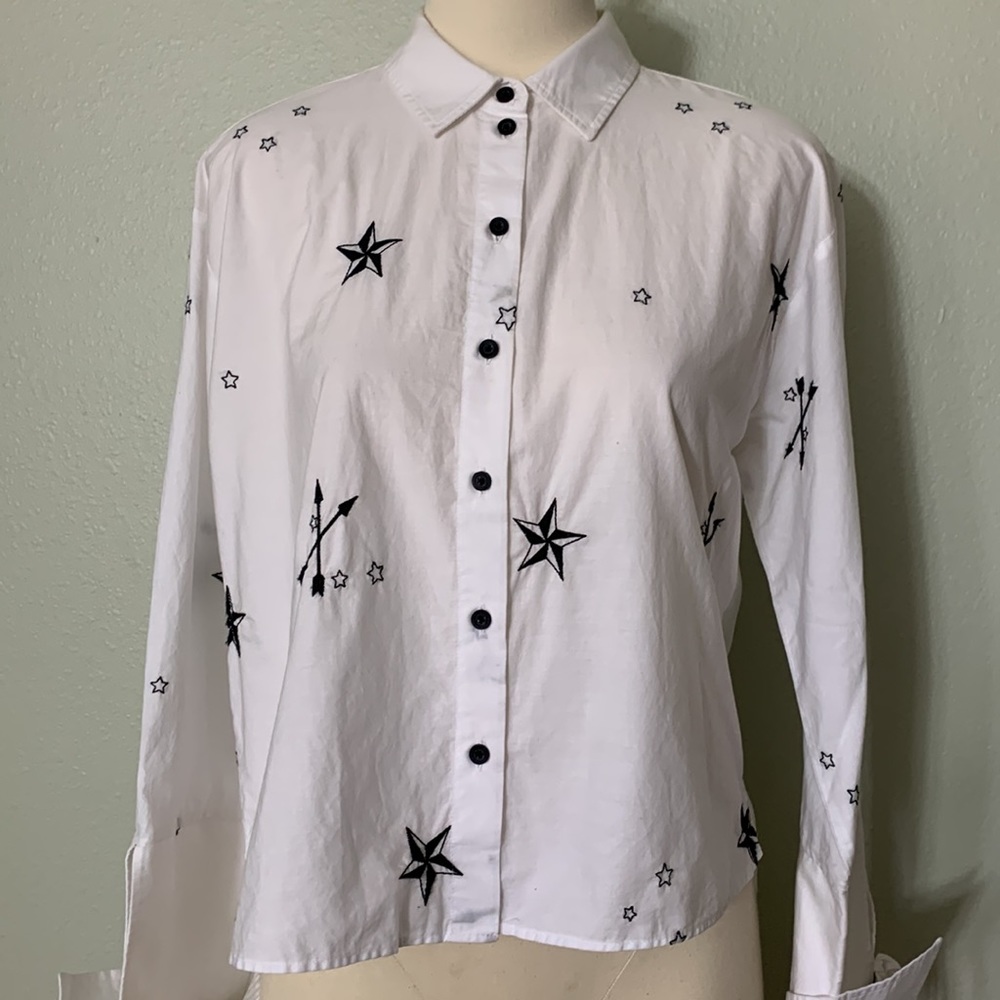 Topshop Embroidered Button Down Top - image 2